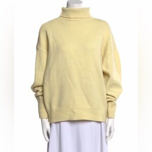 Women's light yellow oversized Turtleneck Sweater